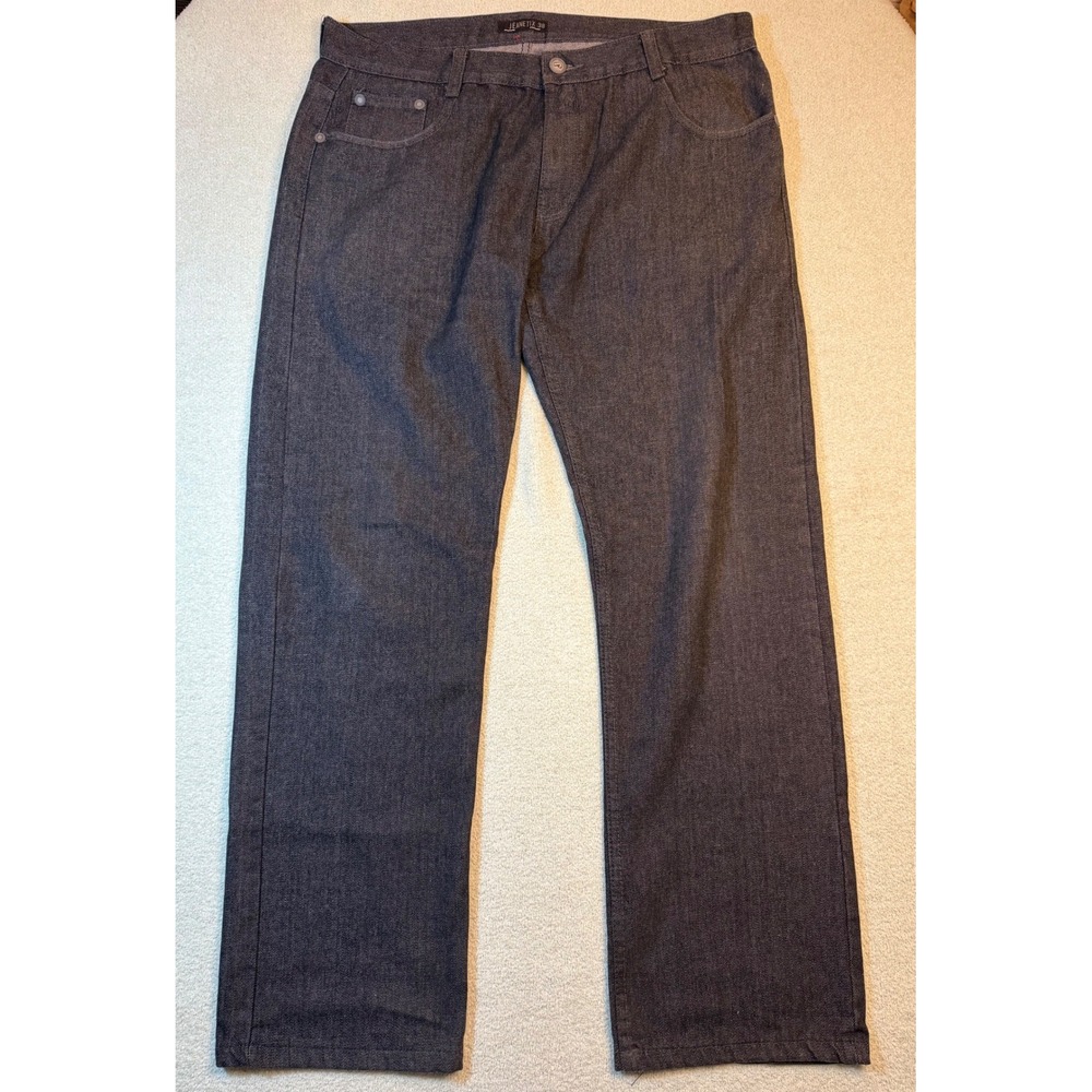 Jeanetix Mens Straight Leg Jeans Dark Gray Denim Size 38 Embroidered Pockets